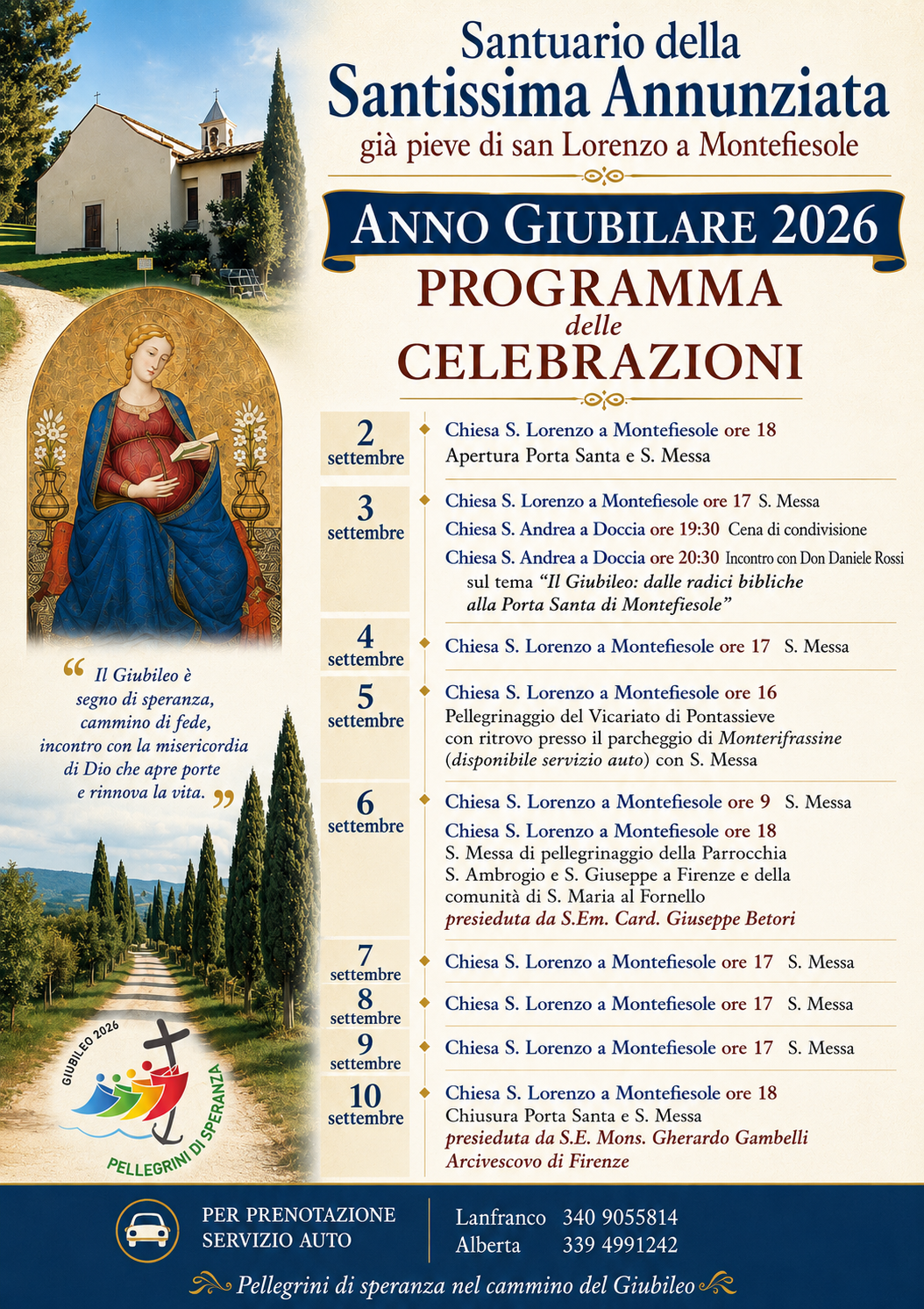 locandina Anno Giubilare 2026 - programma delle celebrazioni